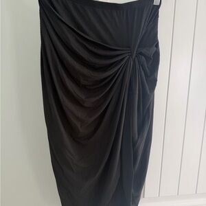 miami Black Draped Knot Pencil Skirt
